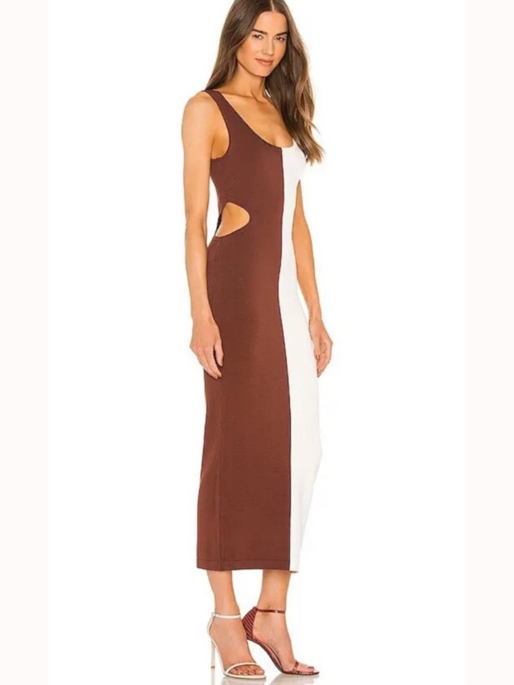 Ronny Kobo brown and white knit maxi dress Angus Size XS NWOT